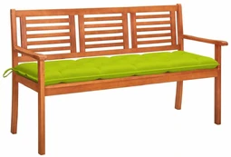Trivietis sodo suoliukas su pagalvėle, 150cm, eukalipto masyvas kaina