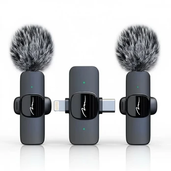 Media-Tech MICRO-MIC DUO – 2x Wireless Lavalier Microphones ((rinkinys)), Clip-on, iOS & Android (OTG), USB-C, mini, ultra-sensitive. USB-C & LIGHTNING
