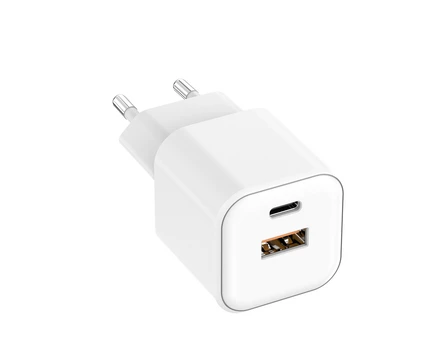 Setty wall charger USB-A + USB-C 20W LSGaN-AC-200 baltas