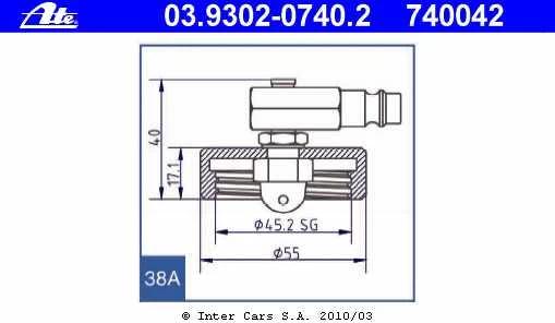 Plug - adapter stabdžių skystis ATE 03.9302-0740.2