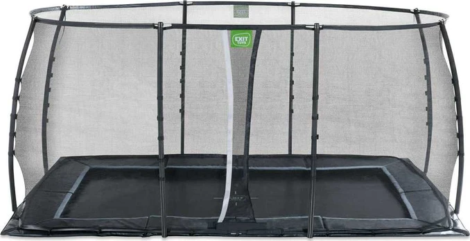 EXIT Dynamic ground level trampoline 244x427cm with safety net - juodas