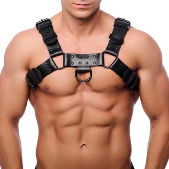 Red Leather Bulldog Leather Harness S/M Adjustable Black Cowhide Straps