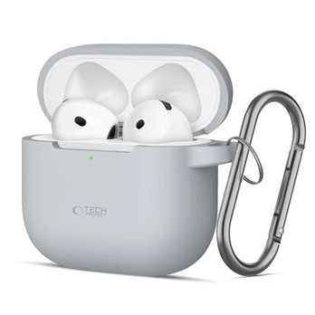 Pilka dėklas Apple Airpods 4 ausinėms "Tech-Protect Silicone Hook"