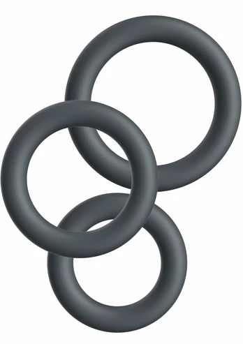 EasyToys Silicone Ring Set 3pcs - Flexible Anatomical Design, Black