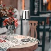 LED akumuliatorinė stalo lempa Viletto, nikelio spalvos, IP54