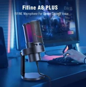 Studijinis kondensatorinis mikrofonas Fifine A8 PLUS RGB Plug&Play žaidimams kaina