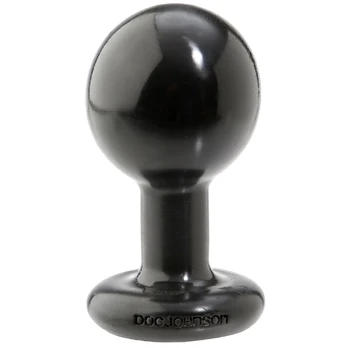 Doc Johnson 4 Round Plug Black - Medium Size, Sil-A-Gel System