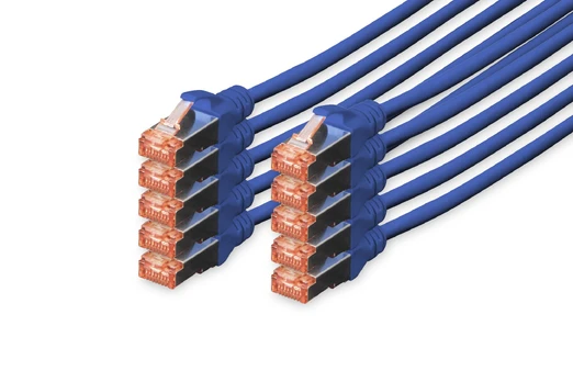 Digitus CAT 6 S/FTP patch cord, 10 units, 2 m, Cat6, S/FTP (S-STP), RJ-45, RJ-45