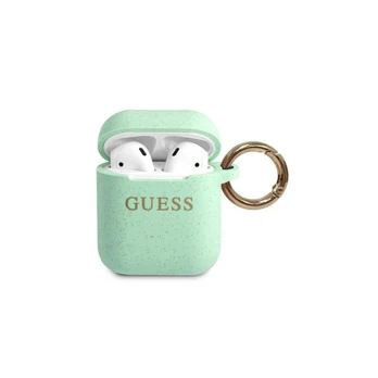 „Guess Airpods Pro“ blizgučiais dengtas silikoninis dėklas, žalias