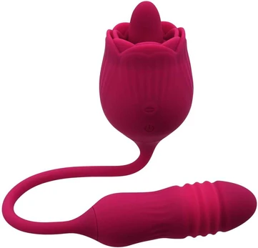 Evolved Wild Rose Intimate Tongue System Raudona, Dual Motor, USB Rechargeable