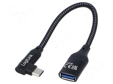 Cable | USB 3.2 Gen 2 | USB A socket,USB C angled plug | 0.2m | PVC