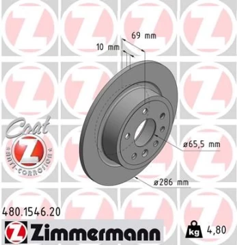 Stabdžių diskas ZIMMERMANN 480.1546.20