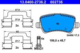ATE 13.0460-2736.2 Brake pad set