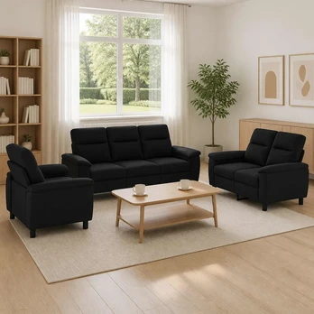 Sofa Sofos komplektas 3 vnt. Juoda Audinys