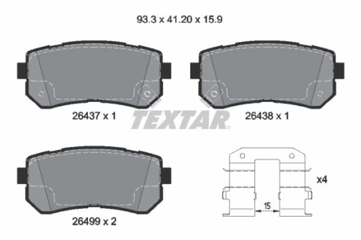 Stabdžių trinkelių rinkinys, diskinis stabdys TEXTAR 2643701
