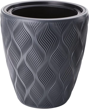Gėlių vazonas Form Plastic Flow, plastikinis, 30 cm, Ø 30 cm x 30 cm, juodas