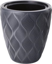 Gėlių vazonas Form Plastic Flow, plastikinis, 30 cm, Ø 30 cm x 30 cm, juodas kaina