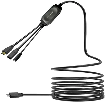 Vivolink USB-C HUB Cable with USB3.0 & Charging 5m juodas
