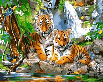 TPS Tapybos rinkinys "Tiger chicks by water"