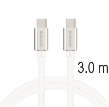 Swissten Textile Universal Quick Charge 3.1 USB-C / USB-C Data and Charging Cable 3m silver
