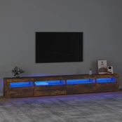 Televizoriaus spintelė su LED, dūminio ąžuolo, 270x35x40cm kaina