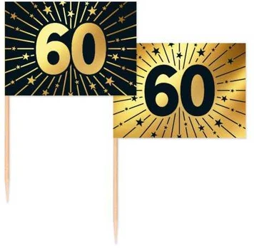 Globos Europe Bv Guld og sort kageflag 60, 50 stk