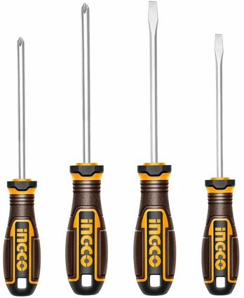 Ingco HKSDS0428 Screwdriver flat+cross set 4pcs