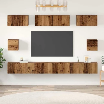 TV spintelės komplektas su lentyna 8 pcs Sena mediena