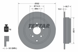 TEXTAR 92227203 Brake Disc kaina