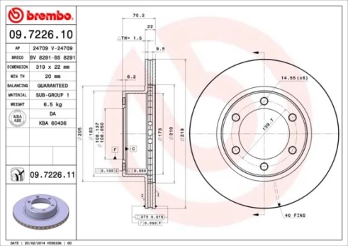 Stabdžių diskas BREMBO 09.7226.11