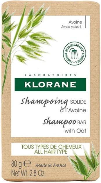 Kietasis šampūnas Klorane Avene Solid Shampoo, 80g