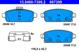 ATE 13.0460-7309.2 Brake pad set