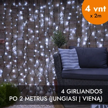 Lempučių užuolaida (šaltai baltos LED lemputės) PROLED IP67 8x2 m