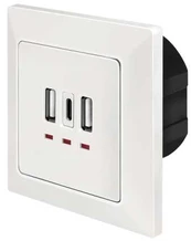 Logilink Unterputz-Steckdose, 2x USB-A, 1x USB-C
