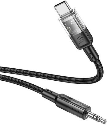 Cable AUX Jack 3,5 mm to USB C Hoco 1,2 m UPA27 juodas