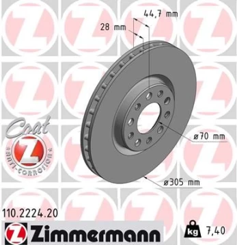 Stabdžių diskas ZIMMERMANN 110.2224.20