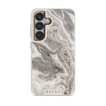 Snowstorm - Grey Marble Samsung Galaxy S25 Plus Case, Elite Light (Magnetic) / Gold