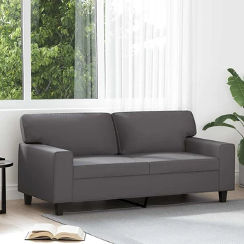 Dvivietė sofa, pilkos spalvos, 140cm, dirbtinė oda