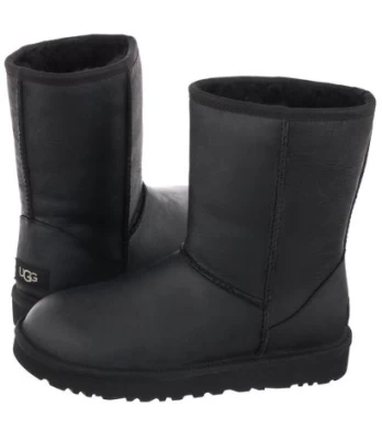 UGG W Classic Short Leather 1016559 W/BLK (UA50-a) batai