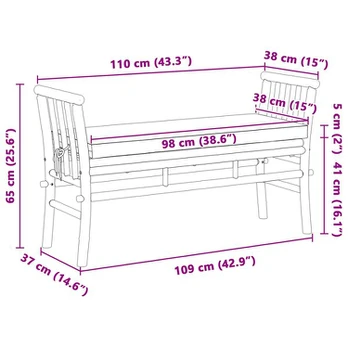Lauko suolas su pagalve 110 cm iš bambuko