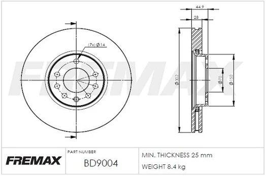 Stabdžių diskas FREMAX BD-9004