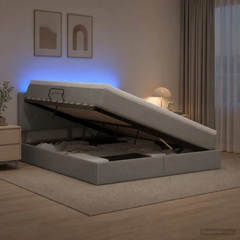 LED saugojimo lova su čiužiniu Šviesiai pilka 140 x 190 cm