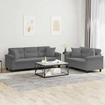 Sofa Sofos komplektas su pagalvėmis, 2 dalių, pilkas, audinys