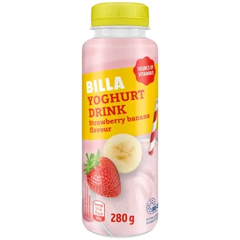 Jogurtinis gėrimas braškių, bananų skonio BILLA, 280 g