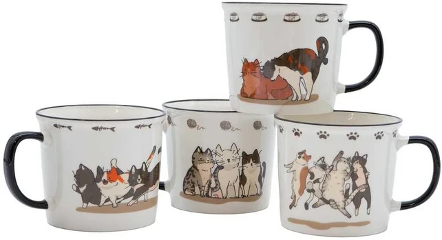 Home4You Mug CATS D9xH8cm 400ml, mix