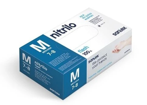 Mėlynos nitrilo pirštinės Santex Nitrile Flash, 100vnt.