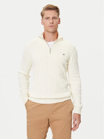 Gant Megztinis 8050603 Écru Regular Fit