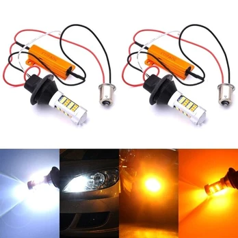 2x LED lemputės PY21W, BAU15S 12-18V CANBUS krypties + dienos DRL
