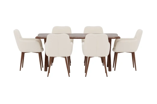 Fiona Dining Table 180x90 Walnut 3D + Tomorrow Chair 2-pack Mocca/Beige _4