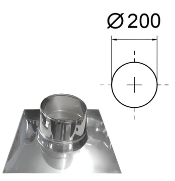 Išėjimas per stogą. D-200 mm. Nuolydžio kampas 20° - 35°.